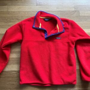 Vintage Patagonia Snap-T Fleece Pullover Red Purple Trim Men’s Small Made in USA
